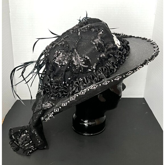 Resistol Jason Aldean Black Embellished Cowboy Hat Rhinestone Feather Rockabilly main image 9